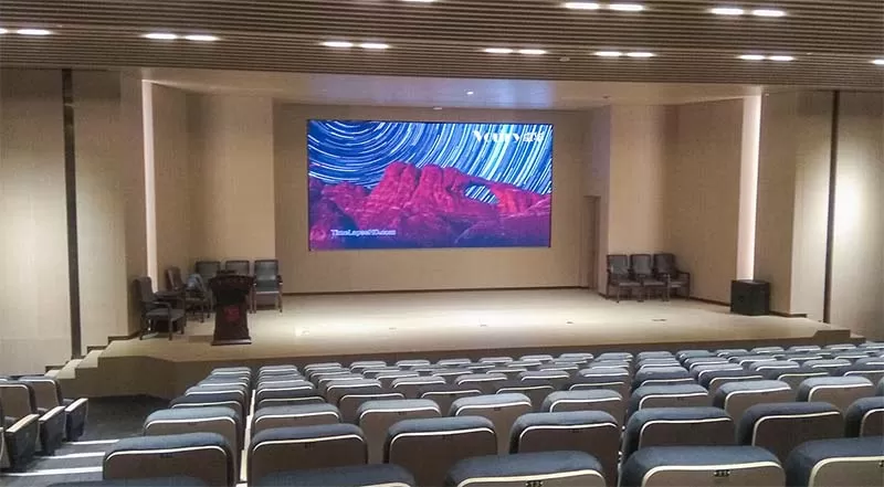 Electronic visual display in a hall